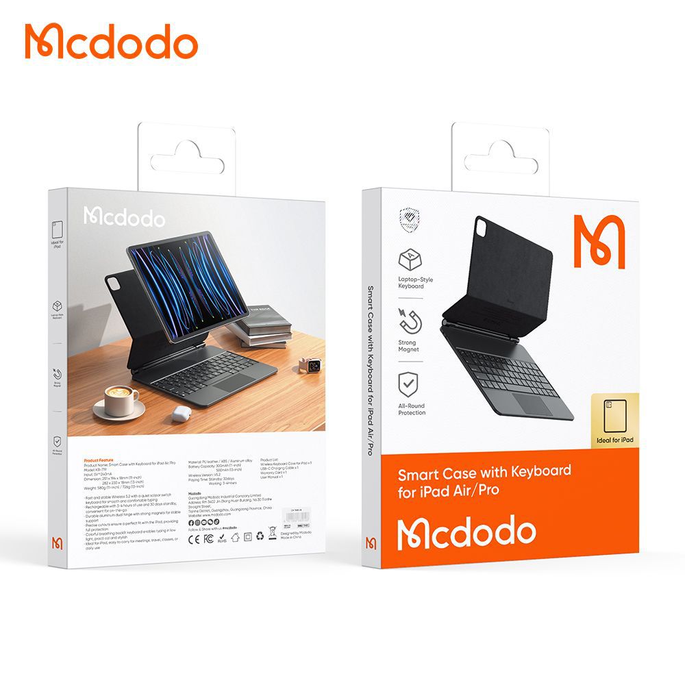 کاور هوشمند با کیبورد آیپد پرو iPad Pro M4 (2024) سایز 11 اینچ MCDODO KB-7192