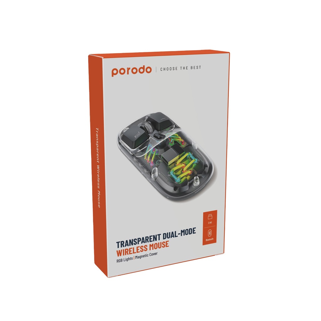 موس وایرلس دو حالته پرودو Porodo Transparent Dual-Mode PD-TMDM