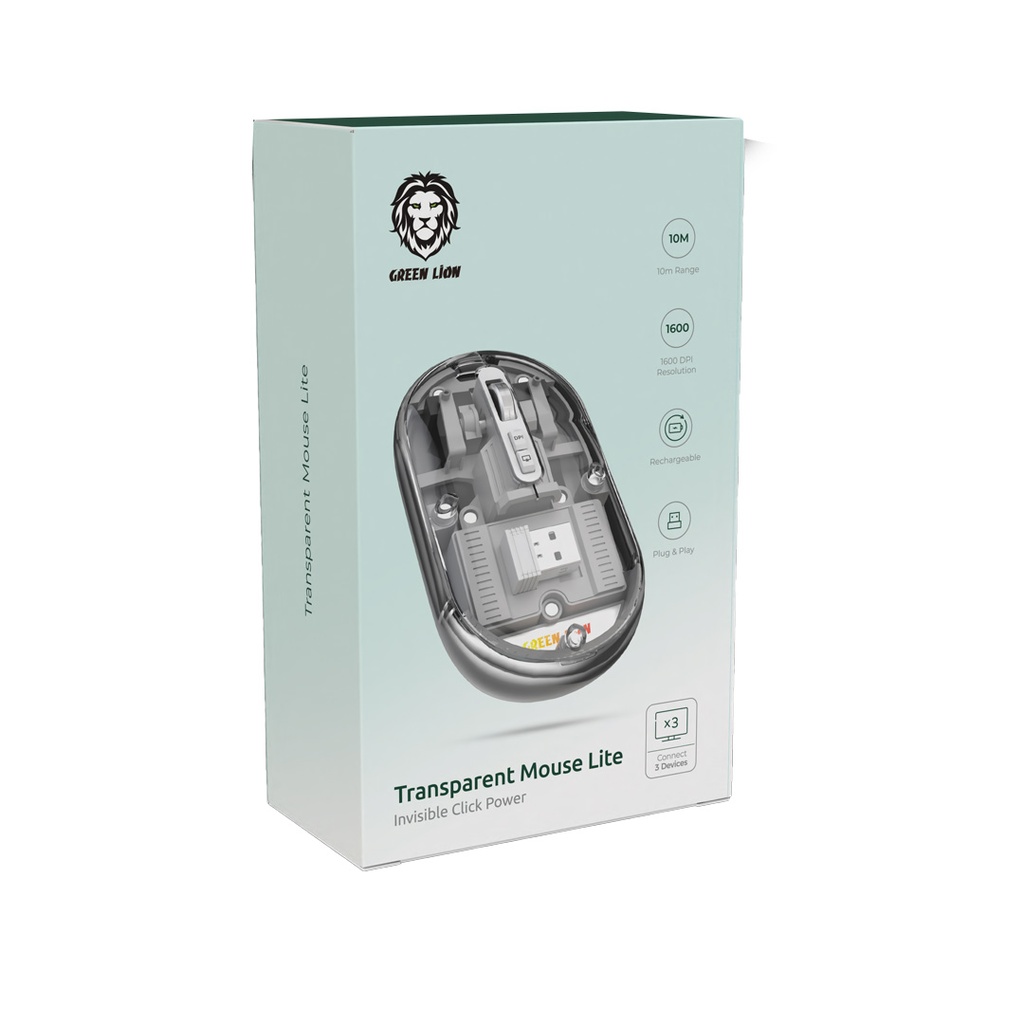 موس بیسیم گرین لاین Green Lion Transparent Mouse Lite GNTRMSELITEBK