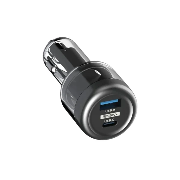 شارژر فندکی35 وات دو پورت Powerology 35W Transparent Car Charger PCCSR017