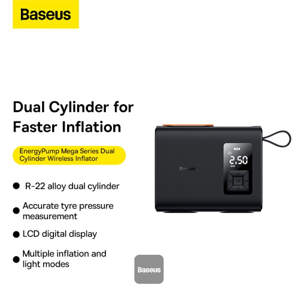 پمپ باد بیسوس Baseus Mega Energy Pump Series Dual Cylinder Wireless Inflator CRNL060001