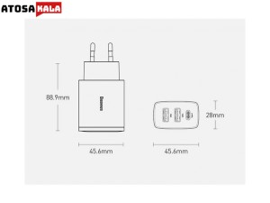 شارژر دیواری فست بیسوس 30 وات Baseus Compact Quick Charger 2U+C EU CCXJ-E01