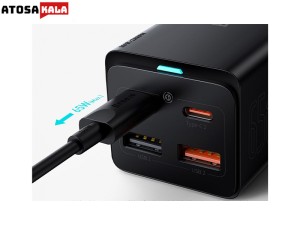 شارژر دیواری فست شارژ تایپ‌سی و یو‌اس‌بی بیسوس Baseus GaN3 Pro 65W Fast Charging Data Cable PSZM000001