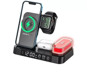 شارژر بی سیم، هولدر موبایل، چراغ خواب و ساعت زنگ‌دار توآکلو Tuocalo 4 in 1 Wireless Charging Station A37