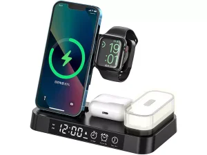 شارژر بی سیم، هولدر موبایل، چراغ خواب و ساعت زنگ‌دار توآکلو Tuocalo 4 in 1 Wireless Charging Station A37