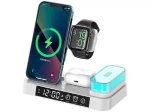 شارژر بی سیم، هولدر موبایل، چراغ خواب و ساعت زنگ‌دار توآکلو Tuocalo 4 in 1 Wireless Charging Station A37