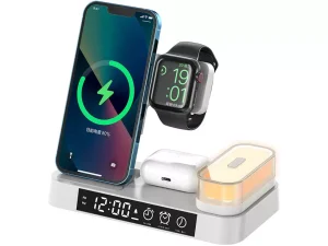 شارژر بی سیم، هولدر موبایل، چراغ خواب و ساعت زنگ‌دار توآکلو Tuocalo 4 in 1 Wireless Charging Station A37