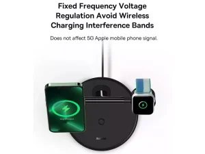 شارژر بی سیم مگنتی رومیزی آیفون 20 وات و پایه نگهدارنده موبایل 3 در 1 بیسوس Baseus Swan 3-in-1 Wireless Magnetic Charging Bracket 20W