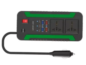 شارژر فندکی تایپ سی و یو اس بی و چندراهی برق دو سوکت 300 وات گرین Green Lion Spark 300 Power Inverter