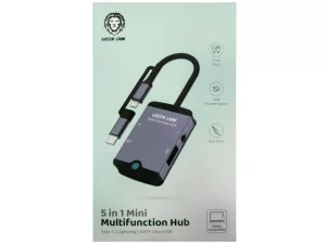 هاب تایپ سی و لایتنینگ مینی 5 درگاه گرین Green 5in1 mini multifunction Hub GN5IN1MINIHBBK