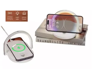 شارژر بی سیم 15 واتی و اسپیکر بلوتوثی رومیزی 4کاره رسی RECCI RSK-W28 15W Wireless Charger with Speaker