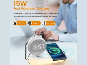 شارژر وایرلس مغناطیسی رومیزی سه کاره 15 وات ویوو WiWU Power Air 3in1 Wireless Charger PA3IN1