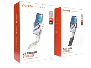 گیمبال و استبلایزر موبایل پرودو Porodo 2-Axis Gimbal Stabilizer PD-ASGMRC دارای سه پایه و چراغ