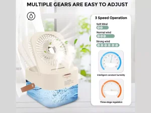 پنکه رومیزی، مرطوب کننده هوا و چراغ خواب رومیزی Desktop Fan, Night Light, Humidifying Fan 2.5L Q7