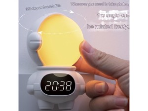 چراغ خواب و ساعت دیجیتال دیواری فانتزی شارژی دارای ریموت کنترل Astronaut Socket Clock Remote Control Night Light BD-AC-11A BD-AC-11B