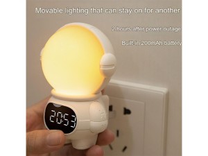 چراغ خواب و ساعت دیجیتال دیواری فانتزی شارژی دارای ریموت کنترل Astronaut Socket Clock Remote Control Night Light BD-AC-11A BD-AC-11B