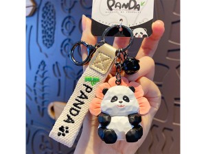 جاکلیدی فانتزی و عروسک آویز کیف طرح پاندا YY0117 Baimao original resin wood carving style panda keychain creative