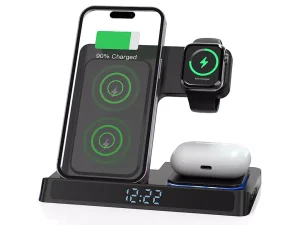 استند و شارژر وایرلس رومیزی 15 واتی سه کاره ویوو Wi-W005 WiWU Wi-W005 Power Air 3 in 1 15W Wireless Charger