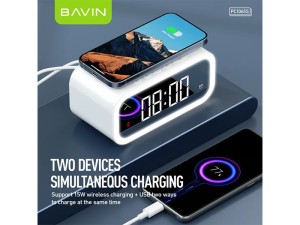 ساعت رومیزی هوشمند و شارژر وایرلس باوین Bavin PC1065S Wireless Charging Clock