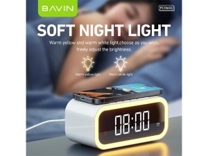 ساعت رومیزی هوشمند و شارژر وایرلس باوین Bavin PC1065S Wireless Charging Clock