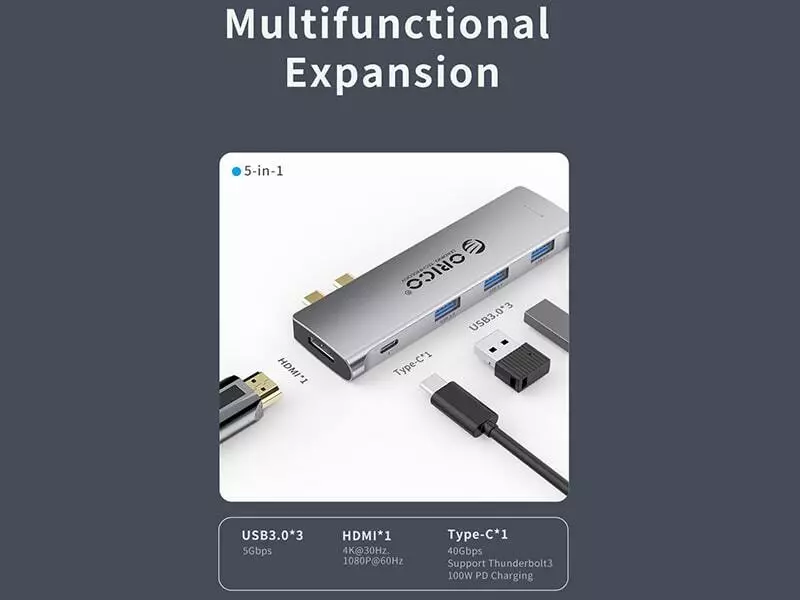 هاب چندکاره و استند شارژ اوریکو ORICO XC-401 Type-C Multifunction Docking Station with Stand