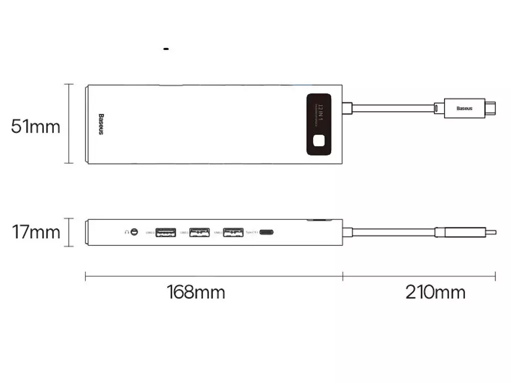 هاب تبدیل تایپ‌سی به RJ45 بیسوس Baseus WKQX000213 Lite Series Type-C to RJ45 LAN Port Hub