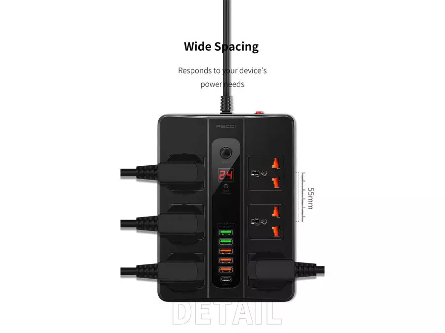 هاب 5 در 1 تایپ‌ سی رسی Recci RH06 5-in-1 Type-C to 4×USB 3.0 and microUSB Hub