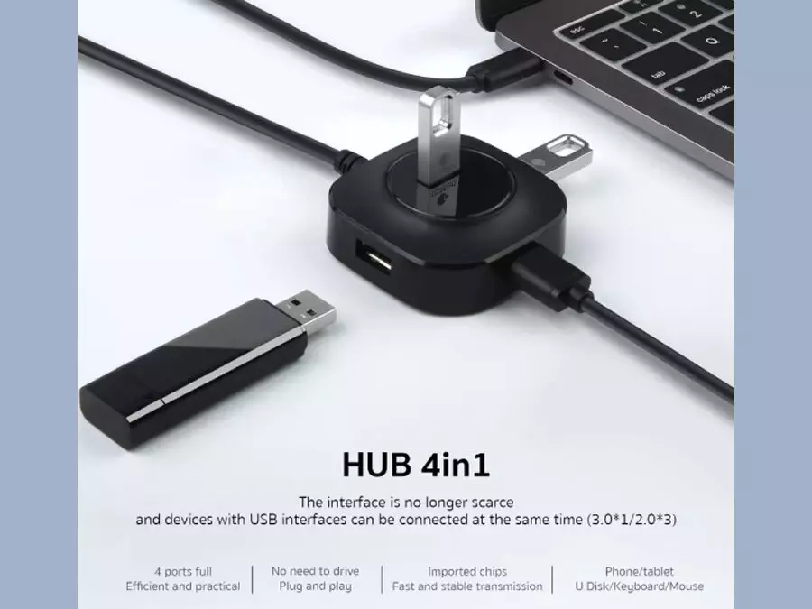 هاب چهار پورت یو اس بی کوتتسی Coteetci 4in1 4 port usb2.0*3 usb3.0*1 HUB 83003-TS