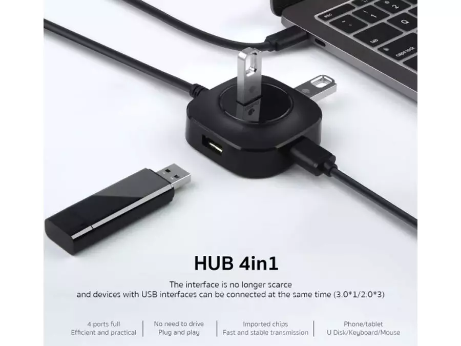 هاب تایپ سی چهار پورت کوتتسی Coteetci USB3.0*1 USB2.0*3 HUB 83008