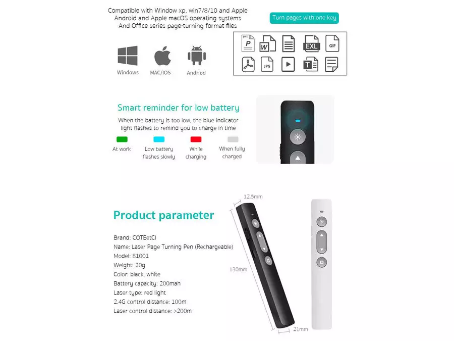 پوینتر و پرزنتر شارژی بیسوس Baseus Wireless Presenter (Charging) WKCD010013