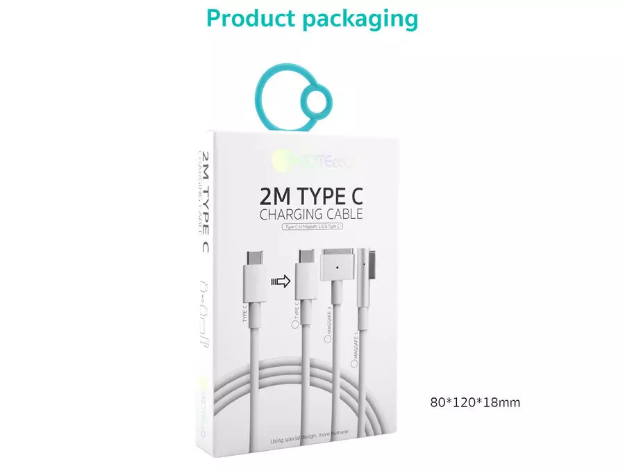 کابل شارژ مغناطیسی مک بوک تایپ سی 100 وات دو متری کوتتسی Coteetci MacBook MagSafe "L" style charging data cable 16001-M1