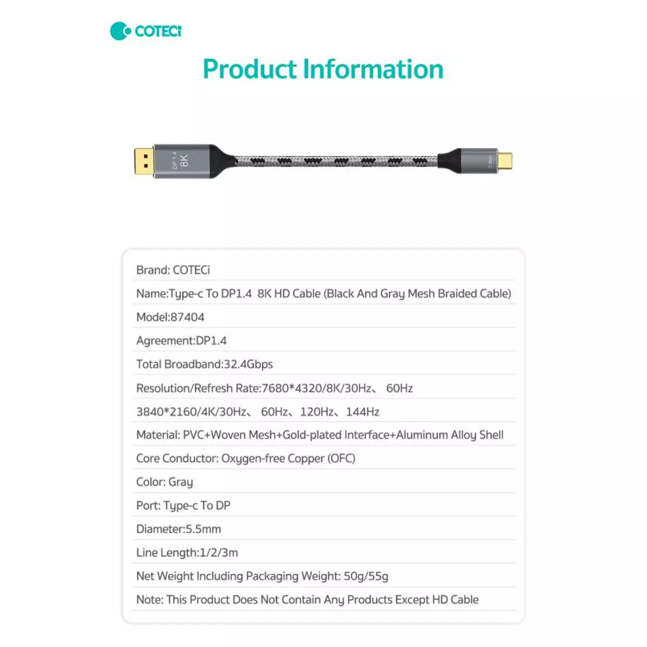 کابل شارژ و دیتای مک بوک تایپ سی به مگنتی 60 وات 2 متری کوتتسی Coteetci MacBook charging cable 16001-M2