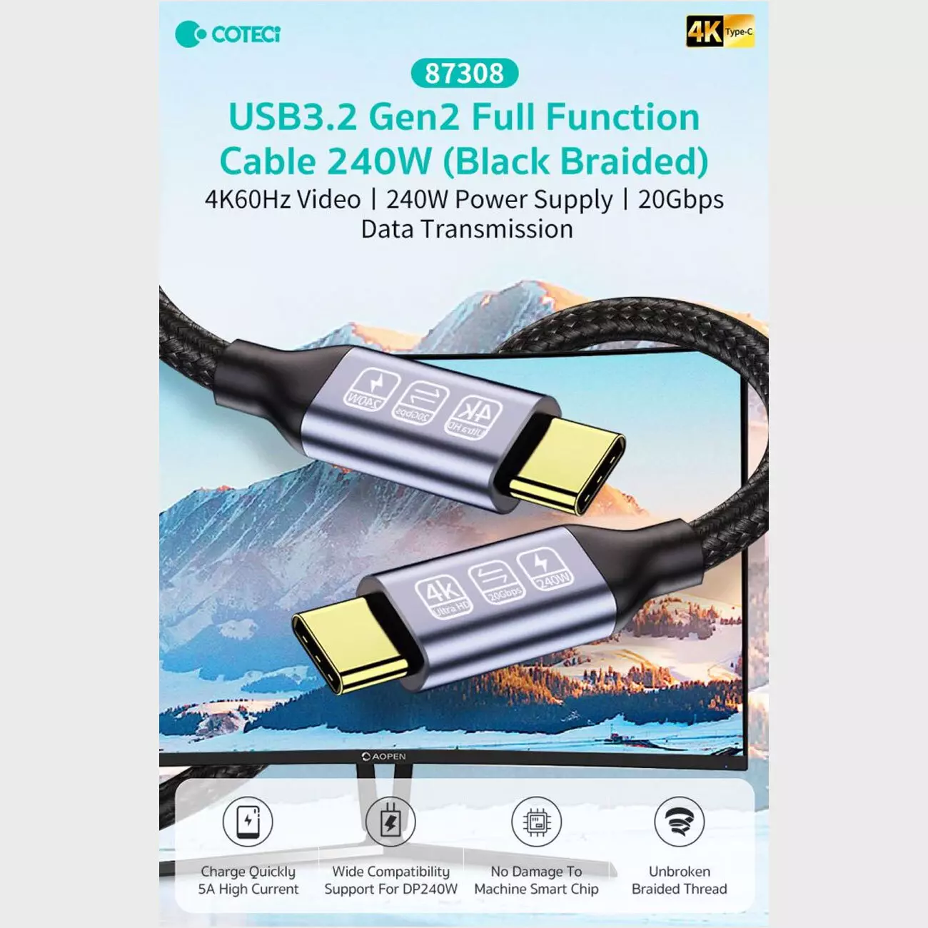 کابل دو سر اچ دی ام آی 3 متری کوتتسی Coteetci dual HDMI video cable 87107