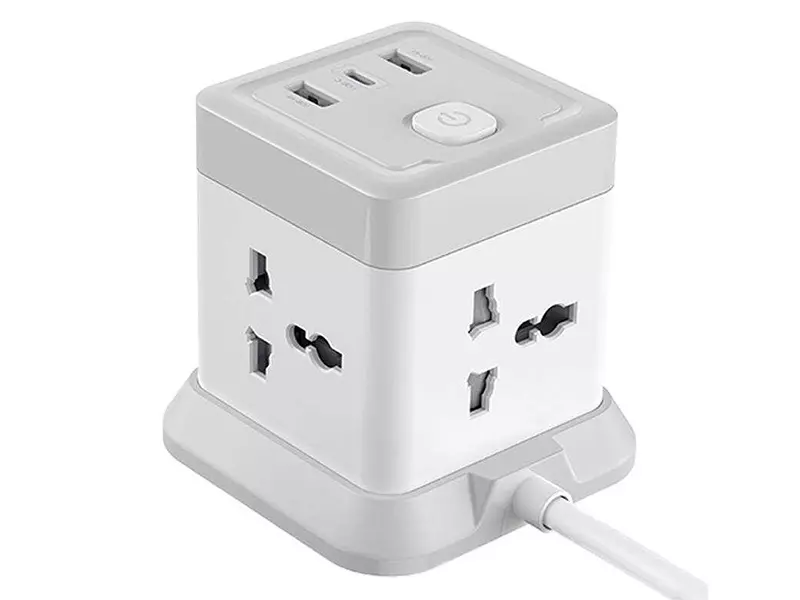 چند راهی برق ارت دار سه سوکت و سه یو اس بی هادرون Hadron P323 3 AC Outlets 3 USB Power Strip