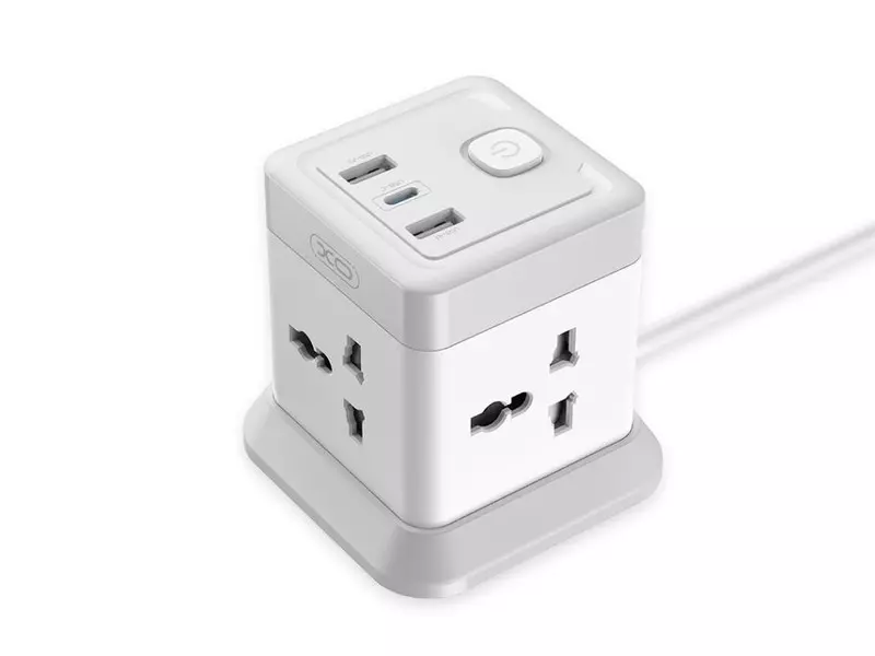 چند راهی برق ارت دار سه سوکت و سه یو اس بی هادرون Hadron P323 3 AC Outlets 3 USB Power Strip