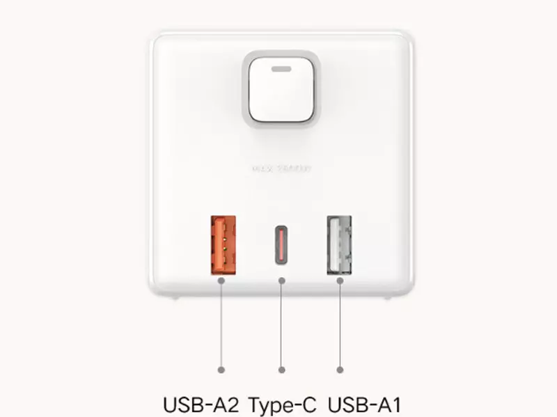 چندراهی برق 4 سوکت, سه یو اس بی و یک تایپ سی دو متری ایکس او Network Extender XO WL20 20W Square Socket 4AC +USB-A+1USB-C PD/QC 2m