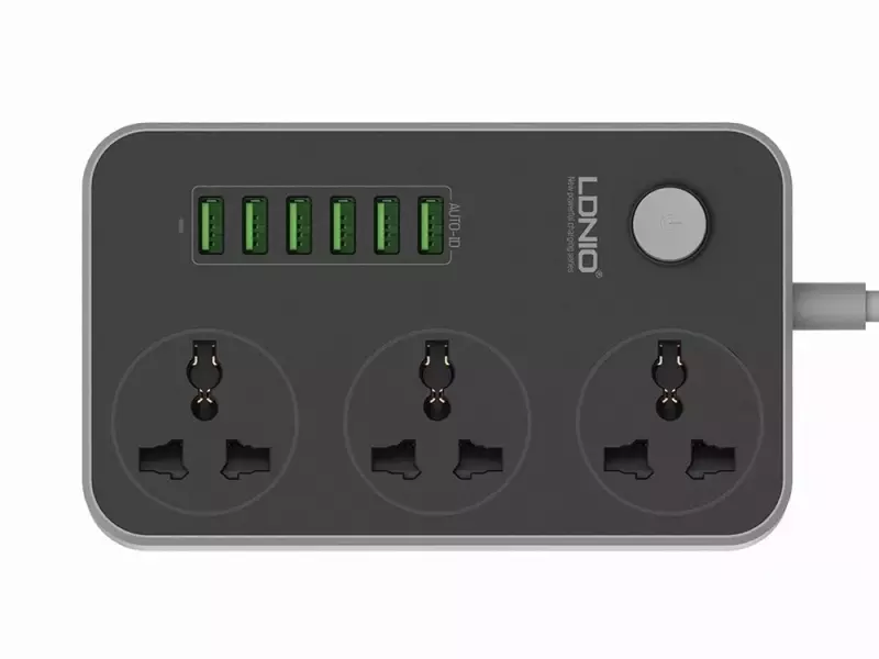 چند راهی برق ۵ سوکت، 3 یو اس بی و 1 تایپ سی الدنیو LDNIO SC5415 Power Strip With USB Port