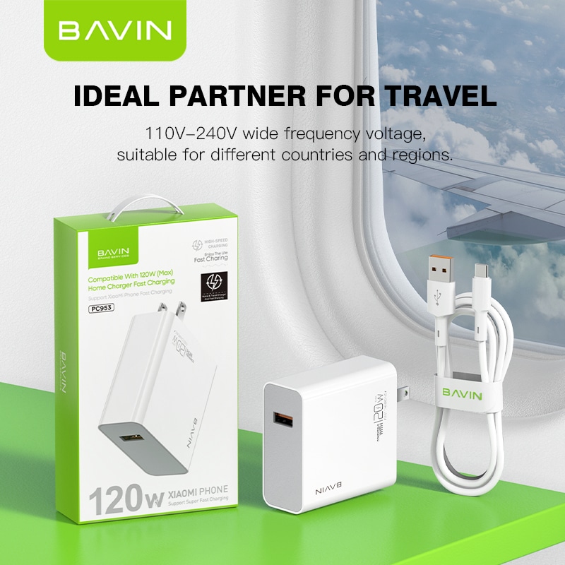 شارژر دیواری باوین Bavin PC953Y Fast Charging توان 120 وات