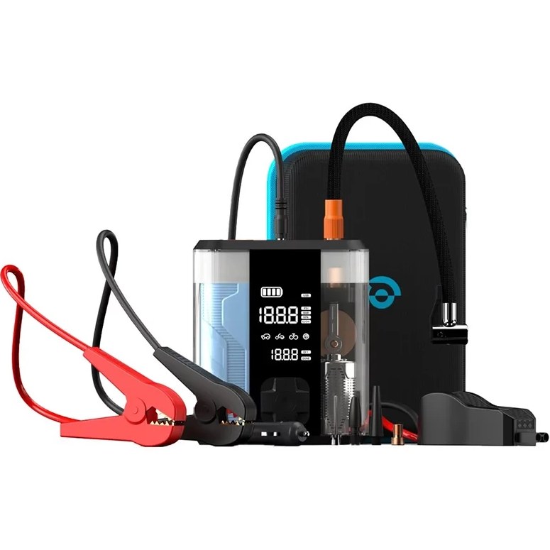 جامپ استارتر پاوربانک و پمپ باد پاورولوژی مدل PP047 ظرفیت 8800 میلی آمپر