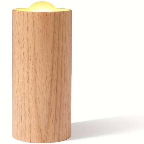 چراغ خواب شارژی طرح شمع چوبی Wood LED Candlelight Simulation Wax Candle Night Light