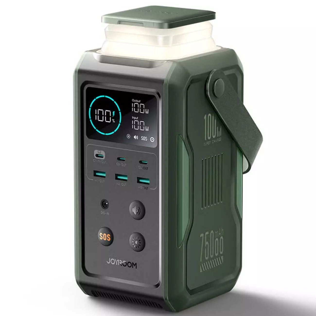 پاوربانک پرقدرت تایپ‌سی و یو‌اس‌بی 75000 وات دارای چراغ ال‌ای‌دی کمپینگ تاشو جویروم JR-PBF10
