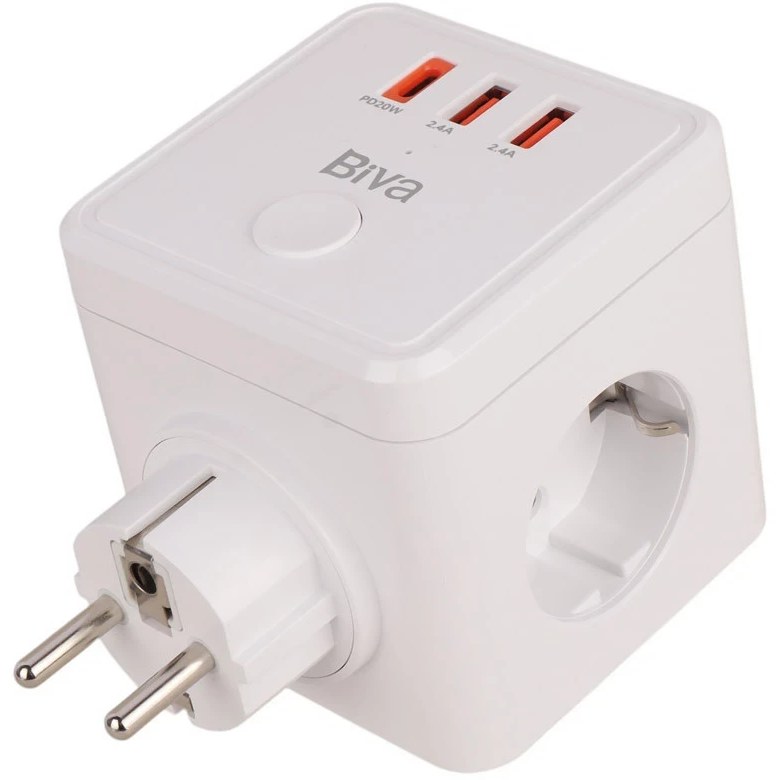 چند راهی برق و شارژر بیوا Biva PS-07 Power Strip دارای 3 پورت