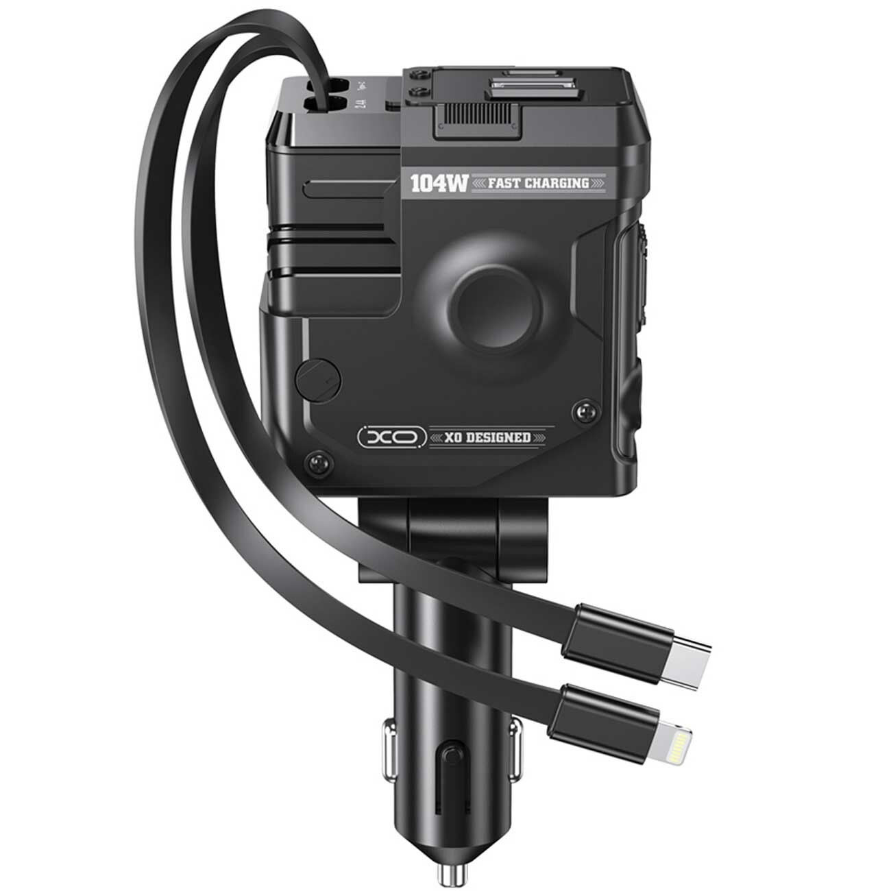 شارژر فندکی فست شارژ ماشین 104 وات Type-C، Lightning، USB-A ایکس او CC66