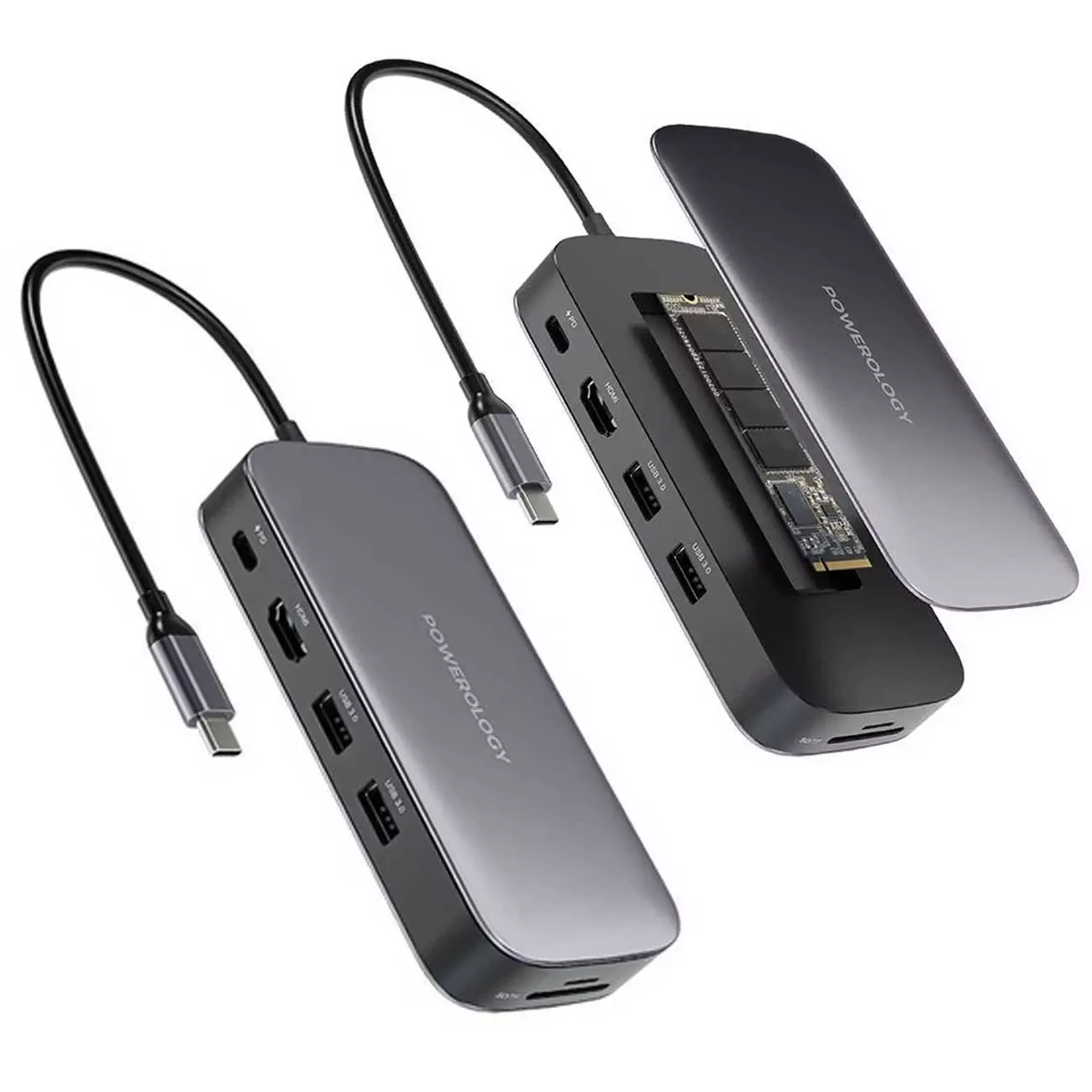 هاب تایپ سی و حاظه اس اس دی 256 گیگابایت پاورولوژی PWSDHB256