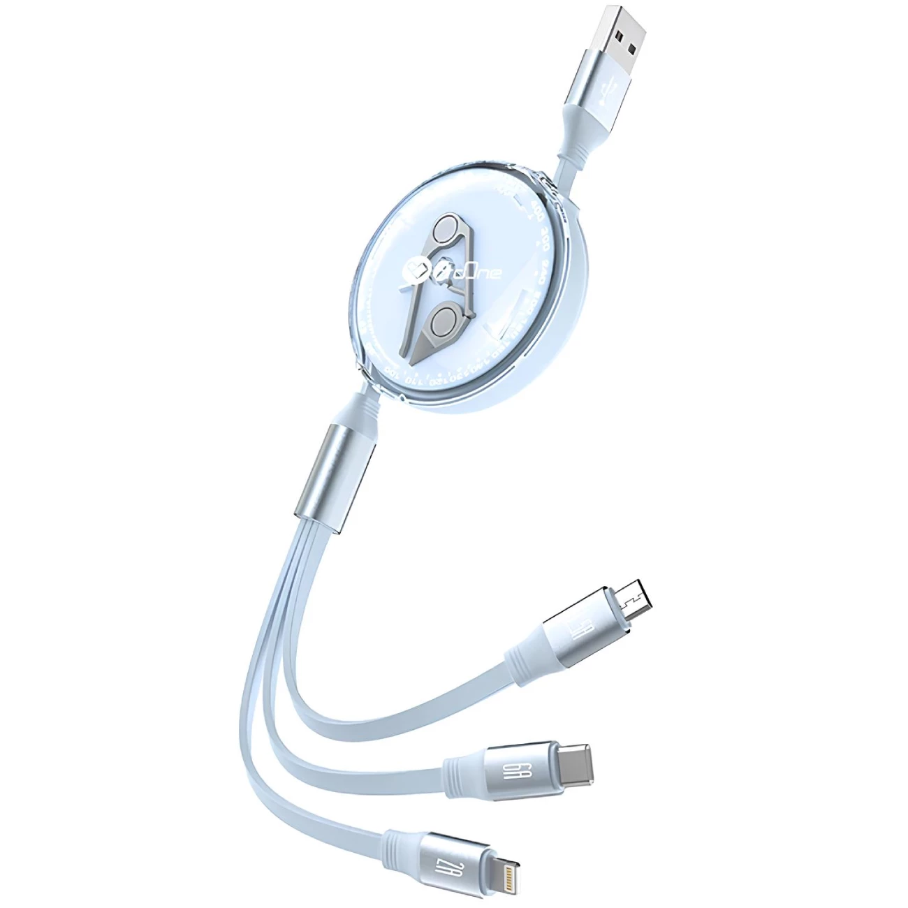 کابل شارژ چند سر جمع شونده یو اس بی به تایپ سی، لایتنینگ و میکرو 2.4 آمپر 110 سانتی‌متری پرووان PCC118R