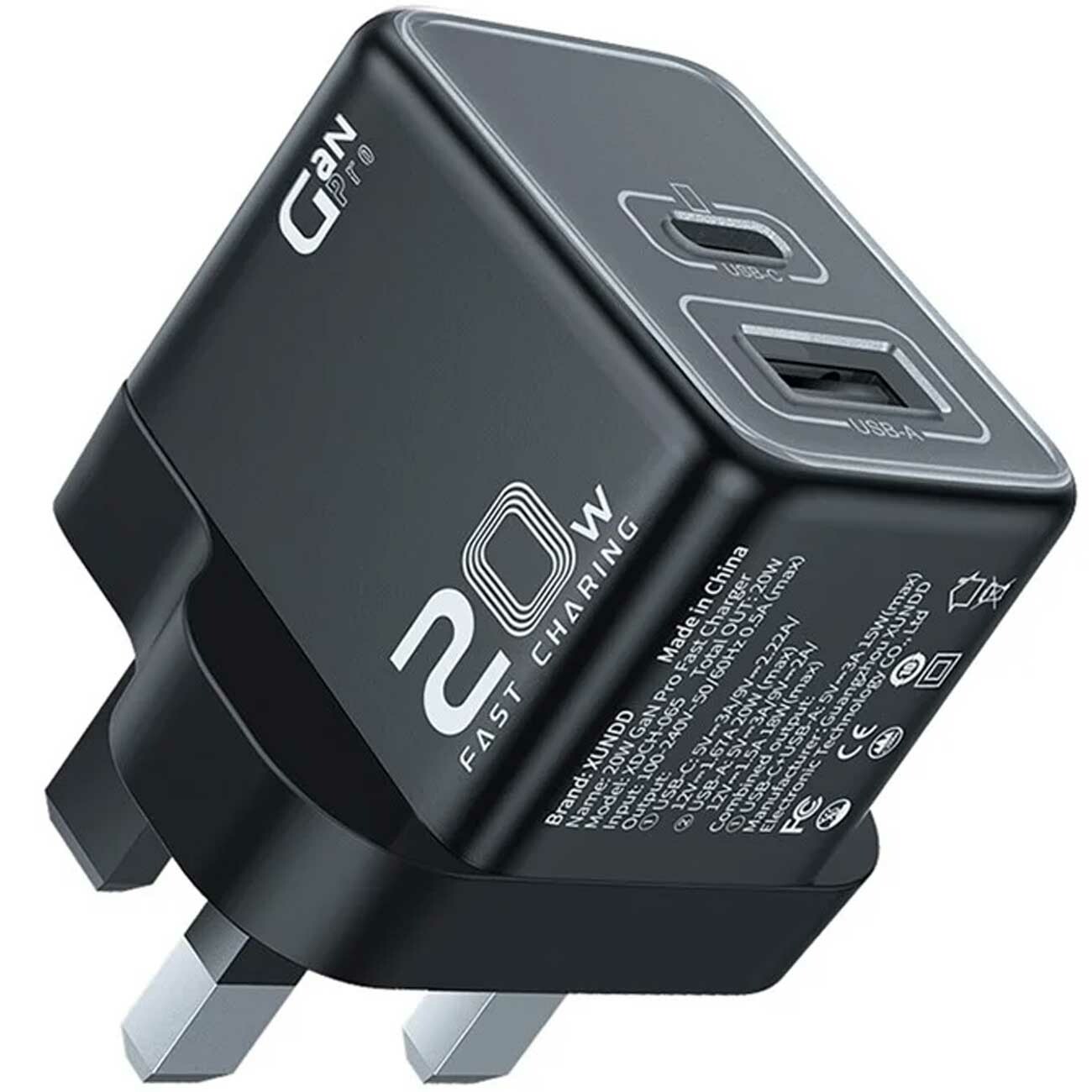 شارژر دیواری تایپ سی و یو اس بی 20 وات یاندو XDCH-065