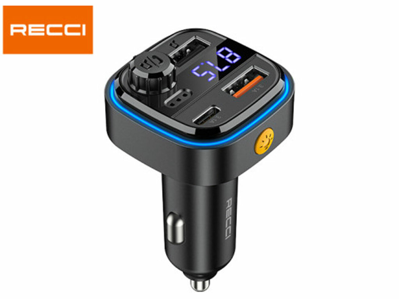 شارژر فندکی تایپ سی و یو اس بی 30 وات و گیرنده بلوتوثی رسی RQ08