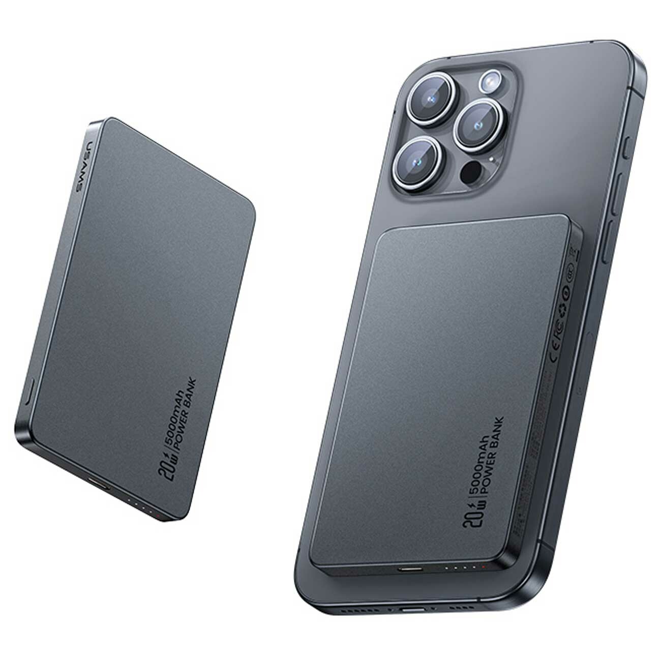 پاوربانک مگنتی 15 وات و تایپ‌سی 20 وات 5000 میلی‌آمپرساعت یوسامز CD231