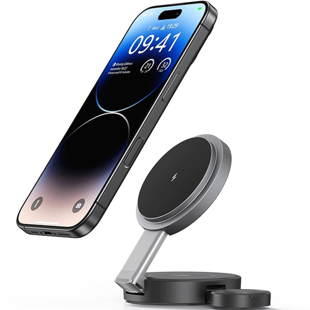 شارژر وایرلس مگنتی رومیزی تاشو 15 وات گوشی، اپلواچ و ایرپاد یوسامز CD234