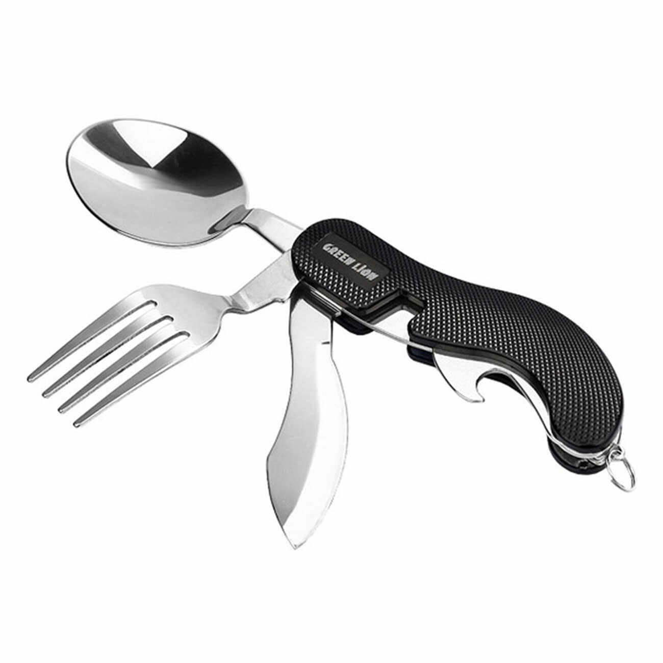ست قاشق، چنگال، کارد و دربازکن بطری مسافرتی و کمپینگ گرین‌لاین GN-4IN1CSETBK